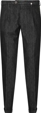 Myths Black 1 Pinces Denim Tapered Jeans