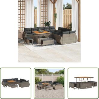 vidaXL Sedute da giardino - Set Divano da Giardino con cuscino 13 pcs Grigio