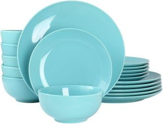 Elama Luna 18 Piece Porcelain Dinnerware Set in Blue at Nordstrom