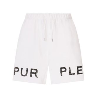 Purple Casual Shorts, male, White, Size: XL HWT Fleece Raw Hem Short