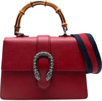 Gucci 2016-2025 Medium Bamboo Dionysus Web satchel - women - Calf Leather/Leather/Bamboo - One Size - Red