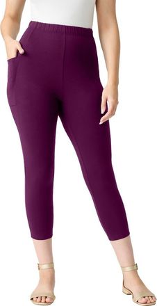 Roaman's Side-Pocket Essential Capri Legging in Dark Berry at Nordstrom, Size 20