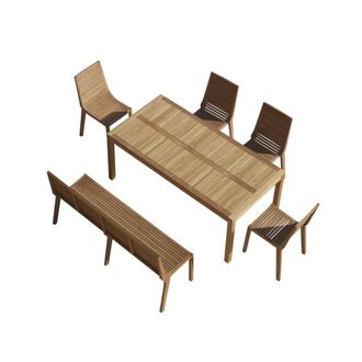 Tikamoon Conjunto de jard&iacute;n de teca maciza de 6 plazas