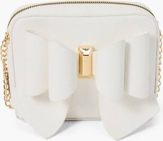 Like Dreams Womens Mini Boxy Bow Vegan Crossbody Bag In White