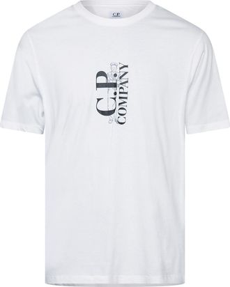 C.P. Company Heren C.P. Company 30/1 Jersey Vertical Logo T-Shirt in Wit
