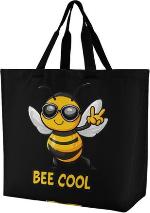 Generic Bee Cool Large Reusable Shopping Bag Lightweight Foldable Tote Bags Washable Shoulder Handbag
