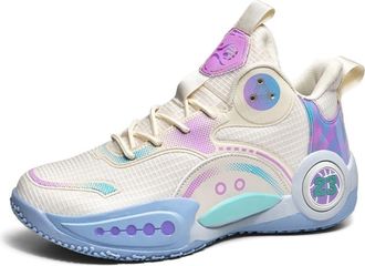 Generic Mens Basketball Shoes Breathable Anti Slip Traction Rubber Sole Sports Training Boots Walking Shoes(Beige,5.5 UK)