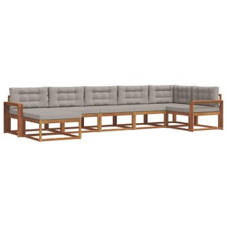 vidaXL Conjunto De Sof&aacute;s De Exterior 7 Pcs Gris Natural Y Claro Vidaxl