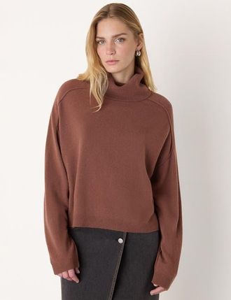 Whistles Wool Cowl Neck Knit Sweater in Brown at Nordstrom, Size X-Small