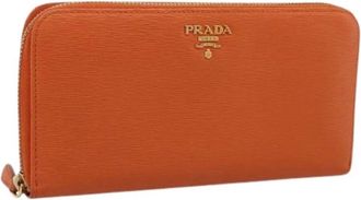 Prada Pre-owned Vintage Lange Portemonnee - Dames - Vintage Accessoires - Oranje - ONE Size - Leer - Vintage