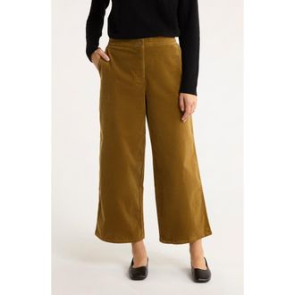 Eileen Fisher Stretch Organic Cotton Corduroy Wide Leg Ankle Pants in Gold Leaf at Nordstrom Rack, Size Small