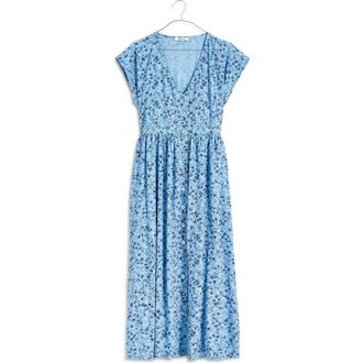 Madewell Floral Button-Up Midi Dress in Powder Blue at Nordstrom Rack, Size Small