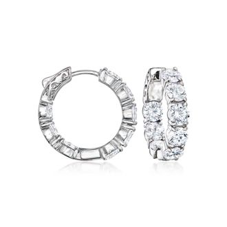 Ross-Simons CZ Inside-Outside Hoop Earrings in Sterling Silver