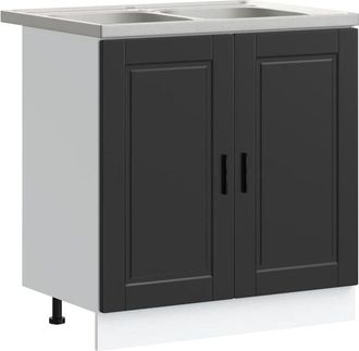vidaXL Sink Base Cabinet Porto Black 80 x 46 x 81.5 cm Engineered wood vidaXL