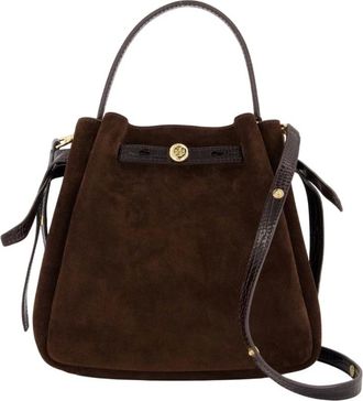 Tory Burch Tassen, Dames, Bruin, ONE Size, Su&egrave;de, Romy Suede Bucket Bag