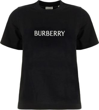 Burberry Katoenen T-shirt met logo-opdruk - Dames - T-shirts - Zwart - M - Katoen - Tops