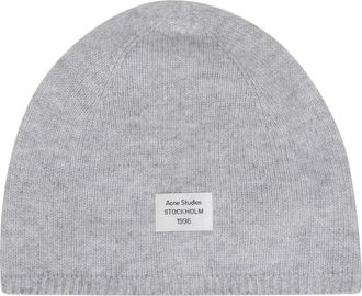 Acne Studios Kasjmier muts met logo - Heren - Accessoires - Grijs - Maat: ONE Size Kasjmier