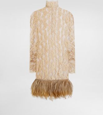 Dolce & Gabbana Floral Chantilly Lace Dress - Woman Dresses Beige 40