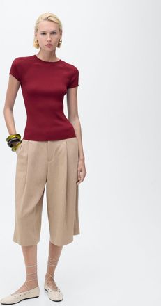 Mango Pullover maglia coste maniche corte rosso - Donna - XS - MANGO