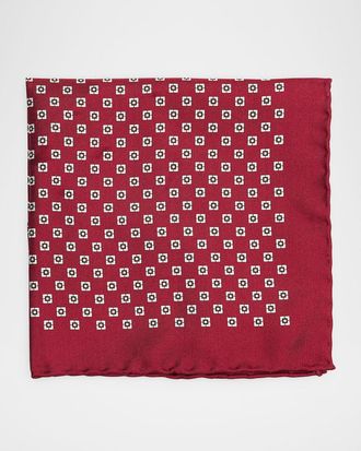Brunello Cucinelli Mens Geometric Silk Pocket Square