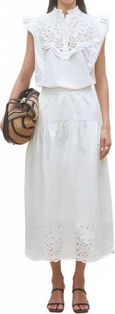 Suncoo Flavie Jupe Midi Skirt In White