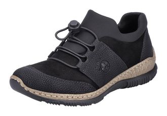 Rieker Slip-On Sneaker RIEKER, Damen, Gr. 36, schwarz, Nubuklederimitat, Textil, Schuhe Slip-On Sneaker, mit Elastikeinstieg, zum Schlupfen