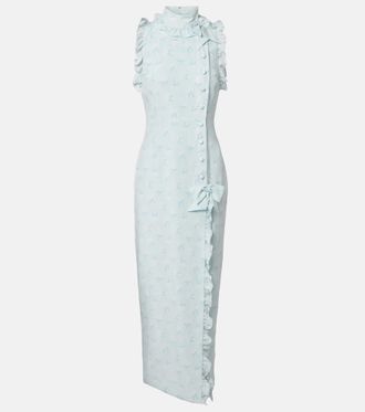 Alessandra Rich Ruffled bow-detail silk maxi dress