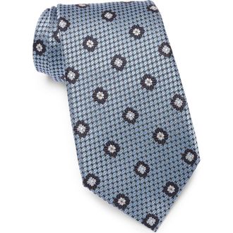 Ermenegildo Zegna Floral Medallion Silk Tie in Bright Blue at Nordstrom