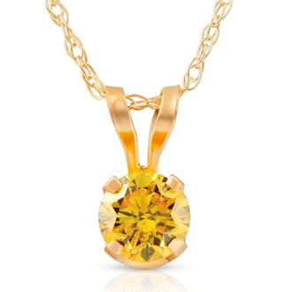 Pompeii3 1/4Ct Fancy Canary Yellow Diamond Lab Grown Pendant 14k Yellow Gold Necklace