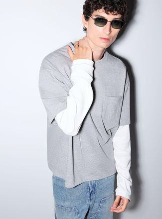 Le 31 Mens Waffle-sleeve faux-layered T-shirt Imported from Seoul