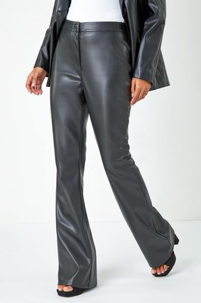 DUSK Faux Leather Bootcut Stretch Trousers