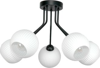 OEM L&aacute;mpara De Techo Colgante, Negra, Pantalla De Cristal, Blanca, 15-210 Ital