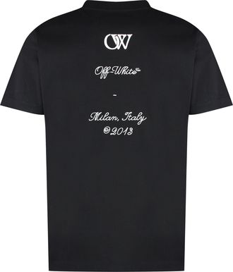 Off-white Mens Cotton Crew-Neck T-Shirt Black T-Shirts And Polos