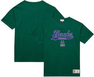 Mitchell & Ness Mens Mitchell & Ness Green Milwaukee Bucks Hardwood Classics Felt Applique Slub T-Shirt at Nordstrom, Size X-Large