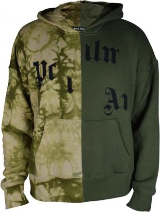 Palm Angels Two-tone Broken Logo Sweatshirt - Heren - Hoodies - Groen - M - Katoen - Hoodies & sweatvesten