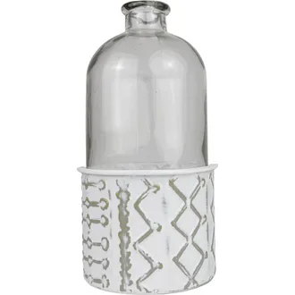 Foreside Home And Garden Geometric Bud Vase Metal & Glass in Gray at Nordstrom