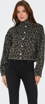 Only Korte jas met knopen en luipaardprint
