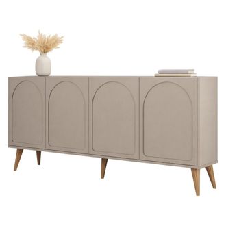 Dmora Aparador Niscemi, Alacena 2 Estantes, 4 Puertas, 4 Espacios, 180x35x81h Cm Gris Topo