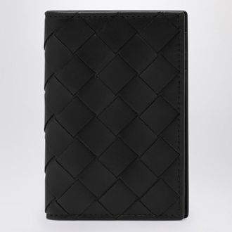 Bottega Veneta Black Intrecciato card holder with flap