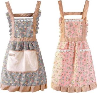 OEM Delantales De Cocina Ajustables Con 2 Bolsillos Para Flores, Ideales Para Cocinar, Hornear Y Jardiner&iacute;a. 2 Delantales Resistentes A Las Manchas