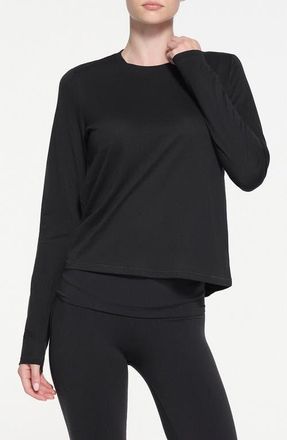 SKIMS Relaxed Long Sleeve T-Shirt in Onyx at Nordstrom, Size X-Small Regular