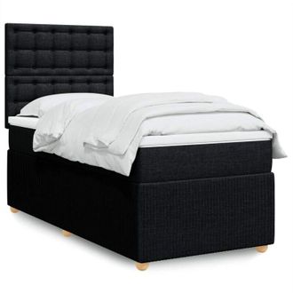 vidaXL Cama Box Spring Con Colch&oacute;n Tela Negro 90x200 Cm Vidaxl