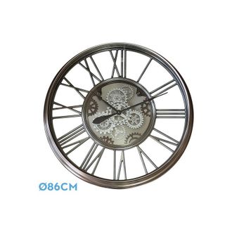 Fabrilamp Fabrilamp - Reloj De Pared Turin N&iacute;quel 86x86x8.5 Cm Engranajes Con Movimiento
