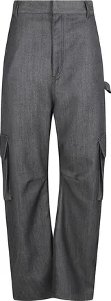 Balenciaga Broeken, Dames, Blauw, M, Denim, Cargo Broek Denim Print