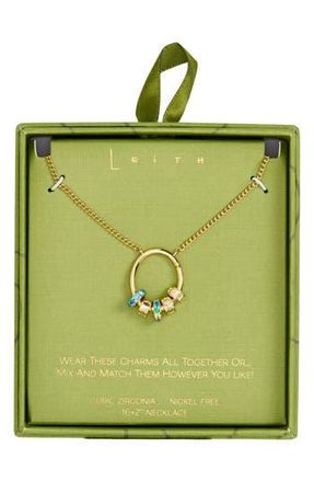 Leith Cubic Zirconia Rondelle Charm Circle Pendant Necklace in Clear- Gold at Nordstrom Rack