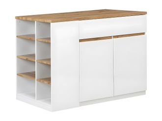 Vente-Unique Vente-unique - Isola Centrale Da Cucina Con Vani Portaoggetti Bianco E Rovere - Meili