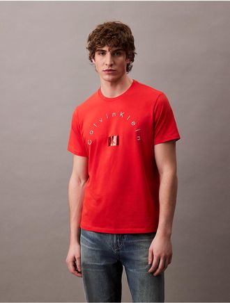 Calvin Klein Jeans Calvin Klein Mens Shine Graphic Crewneck T-Shirt - Red - XS