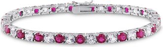 Mimi & Max 14 1/2ct TGW Created Ruby and Created White Sapphire Bracelet in Sterling Silver