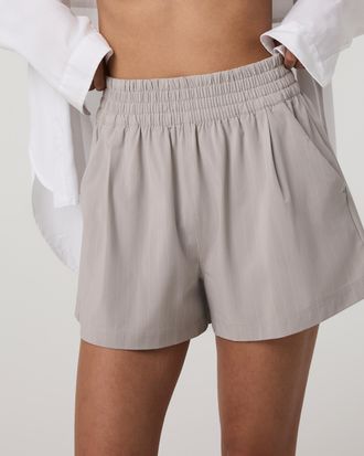 Vuori Clothing Villa Pinstripe Shorts | Suede Pinstripe | XS, Size Extra Small