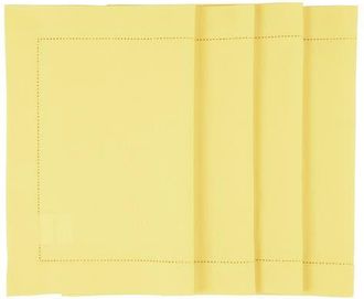 Solino Home Cotton Linen Hemstitch Placemats Set of 4, 14 x 19 Inch for Dining Table, Holiday and Everyday Table Decor in Yellow at Nordstrom, Size